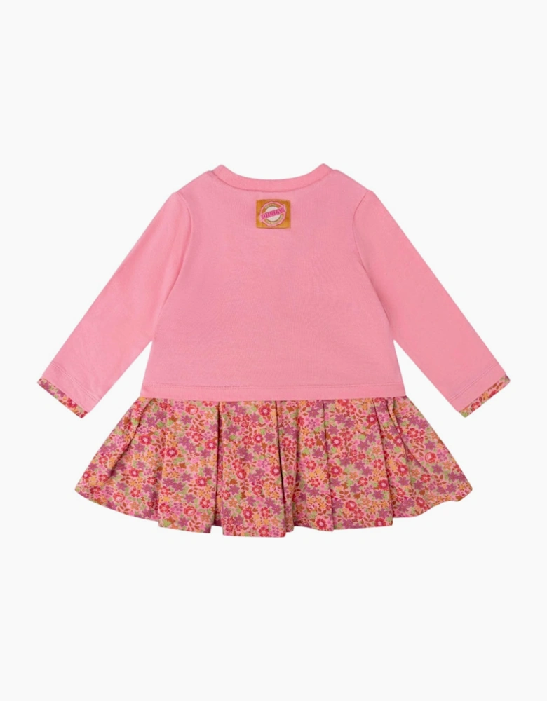 Girls Pink Floral Jersey Dress