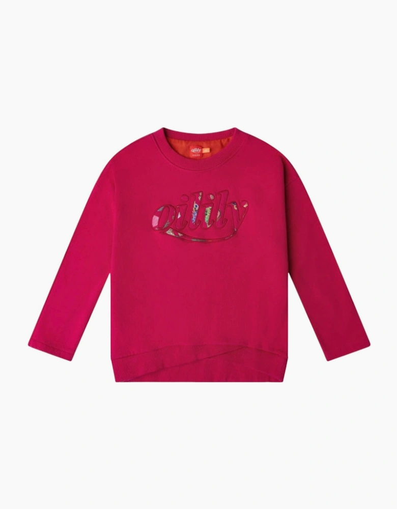 Girls Fuchsia Pink Logo Sweatshirt