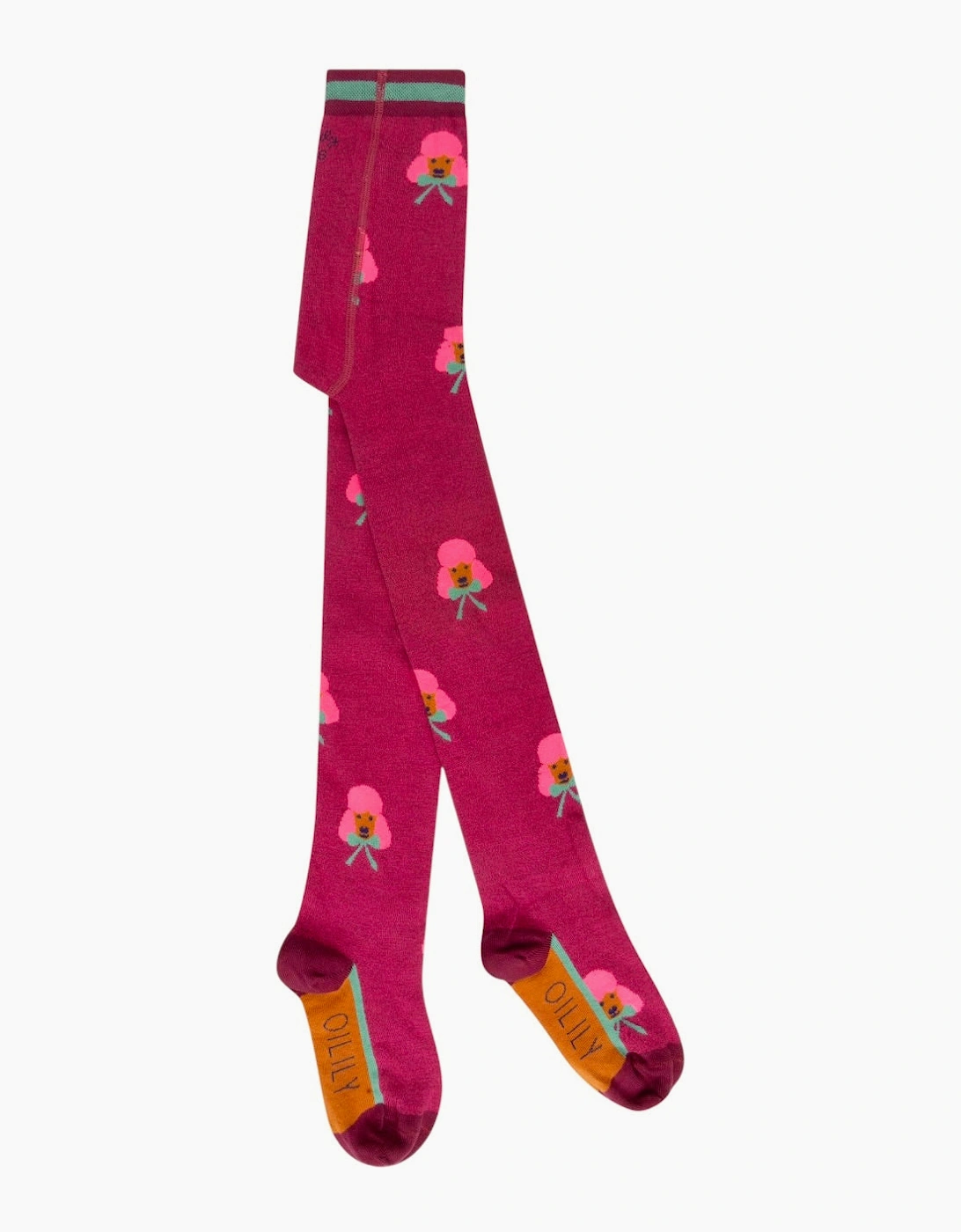 Girls Burgundy Pink Poodle Tights