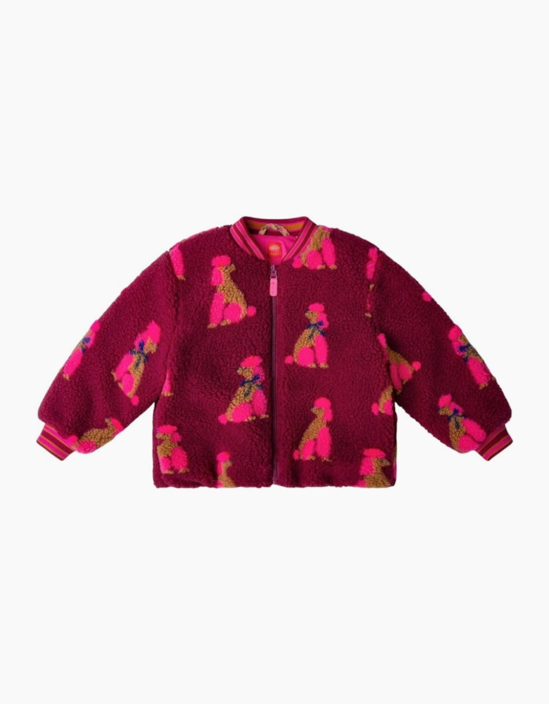Girls Burgundy Pink Boucle Bomber Jacket