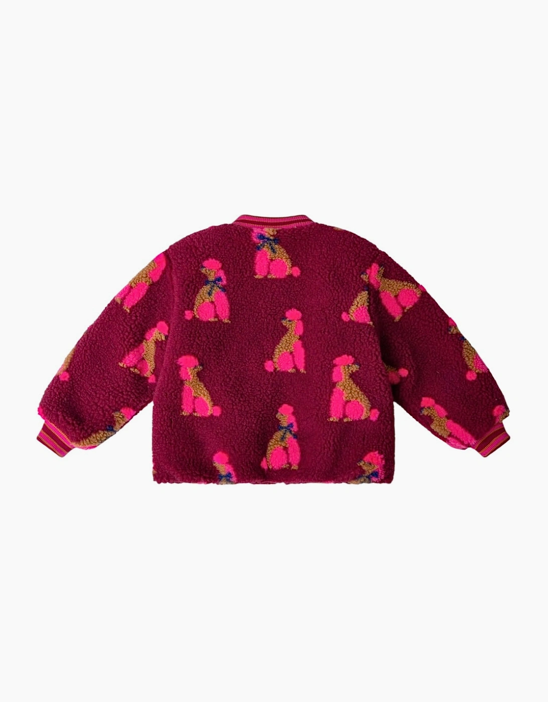 Girls Burgundy Pink Boucle Bomber Jacket