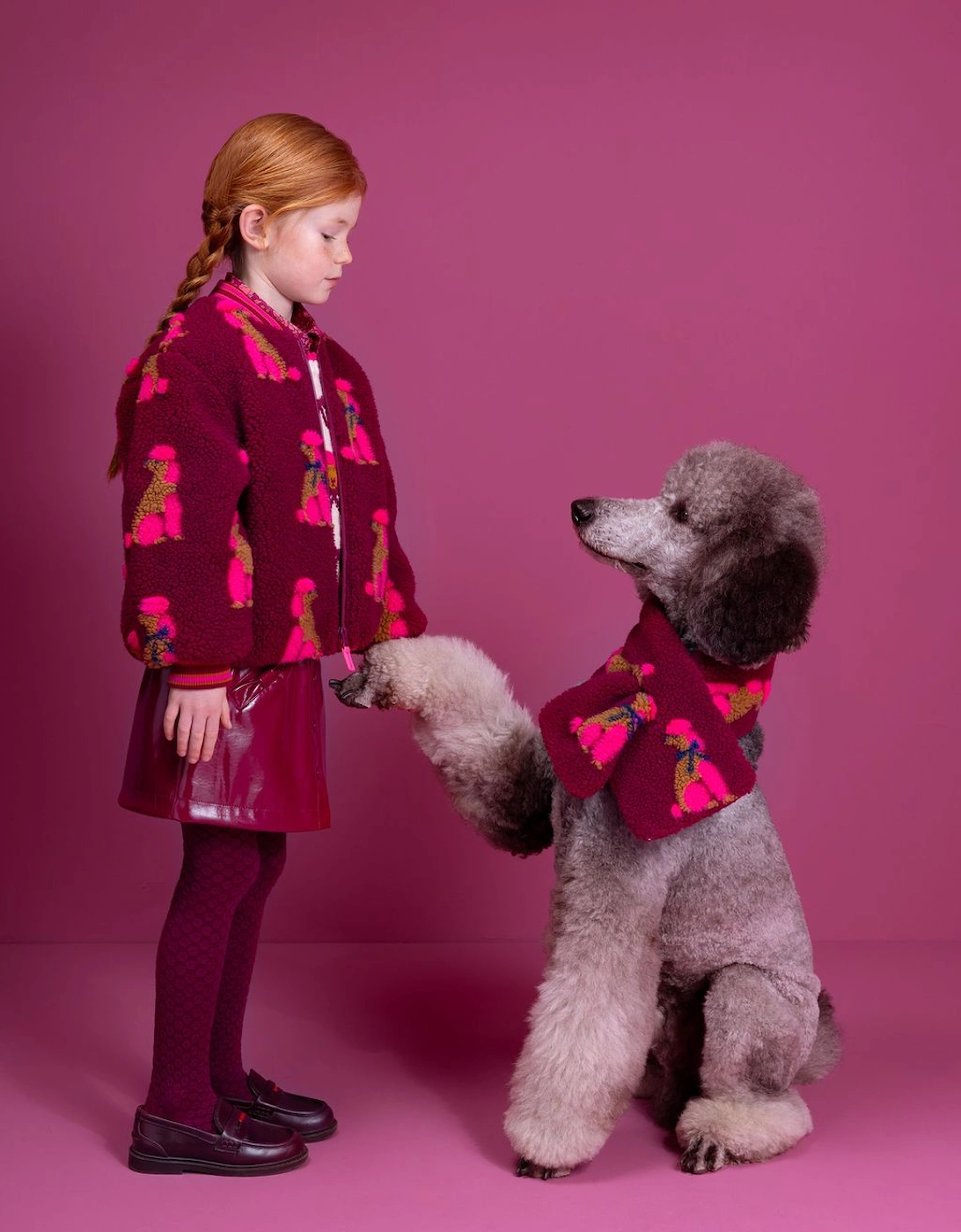 Girls Burgundy Pink Boucle Bomber Jacket