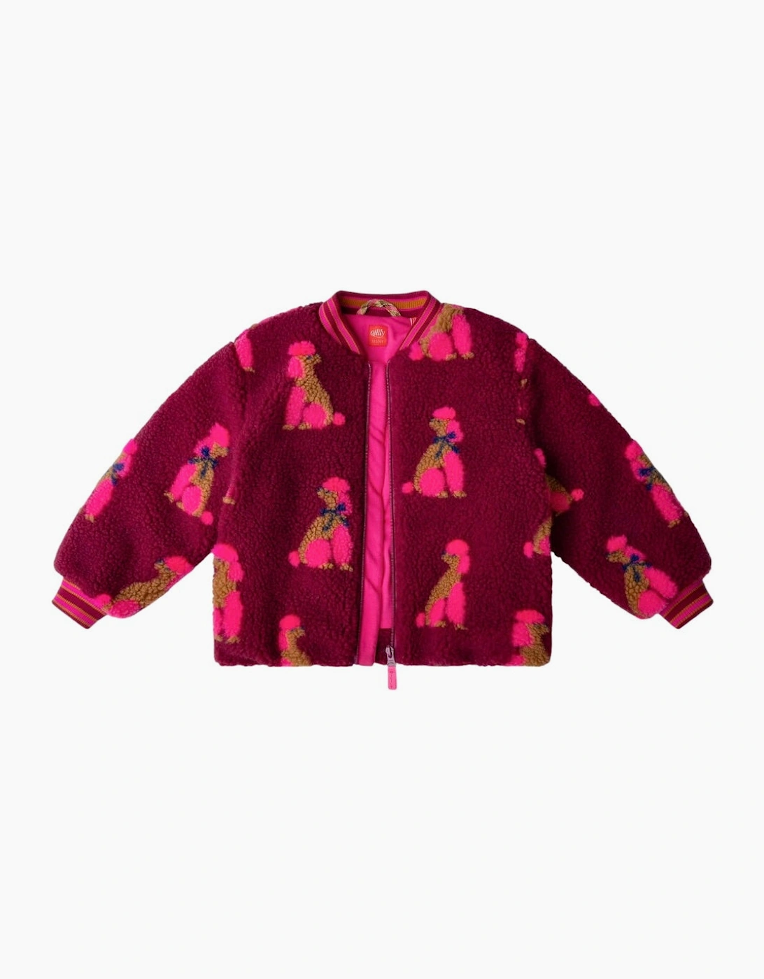 Girls Burgundy Pink Boucle Bomber Jacket
