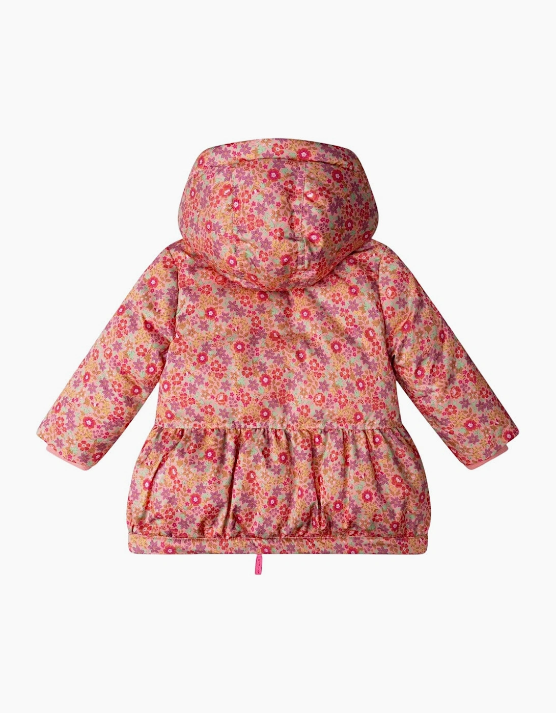 Girls Pink Floral Boucle Hood Padded Coat