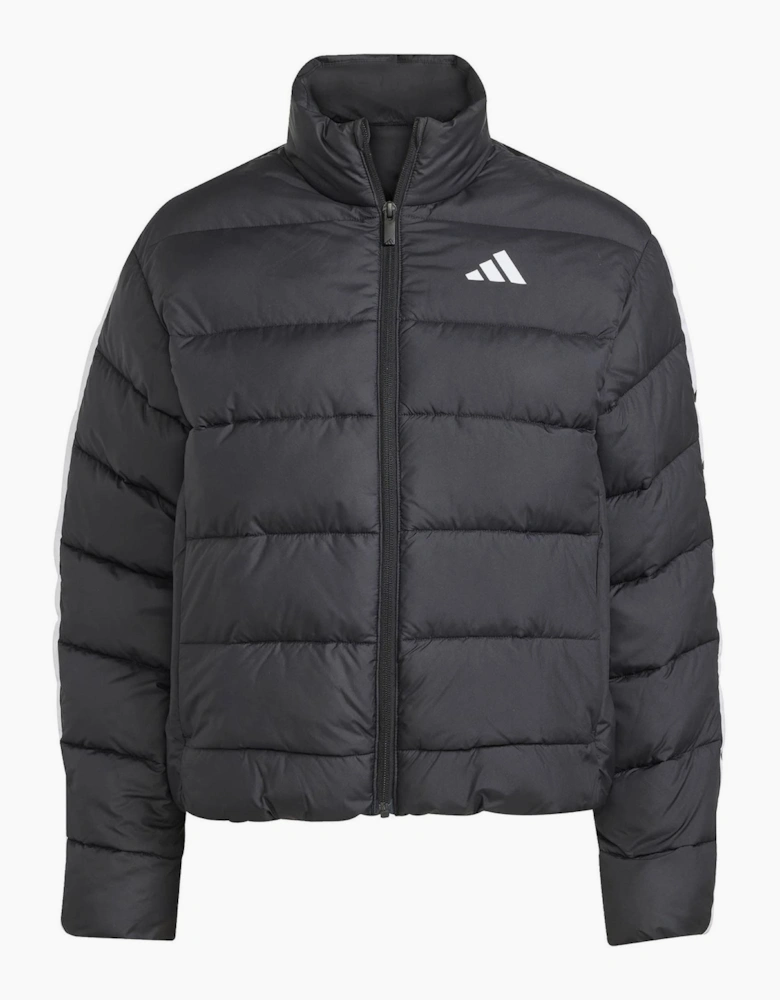 Three Stripes Zipped Pocket Horizontal Stitching Puffer Jacket