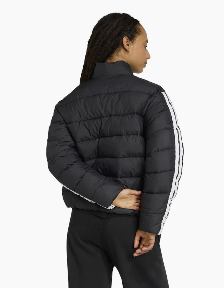Three Stripes Zipped Pocket Horizontal Stitching Puffer Jacket
