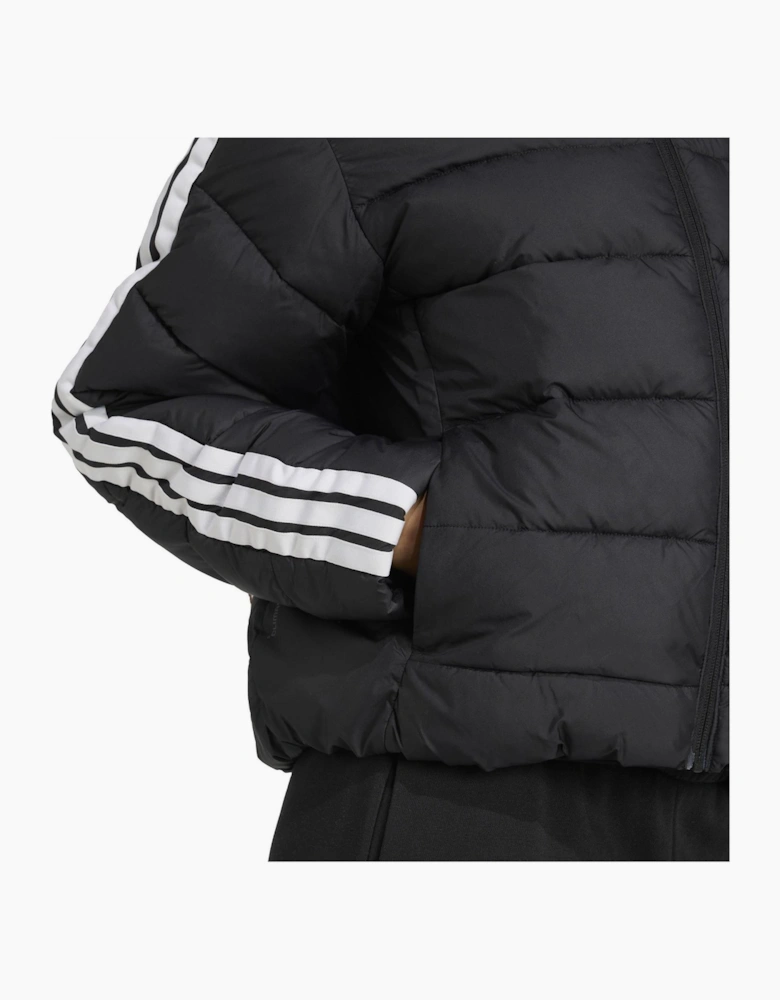 Three Stripes Zipped Pocket Horizontal Stitching Puffer Jacket