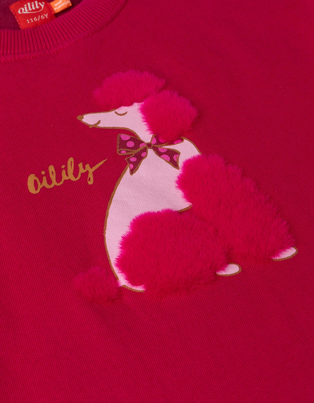 Girls Fuchsia Pink Poodle Sweatshirt Dress