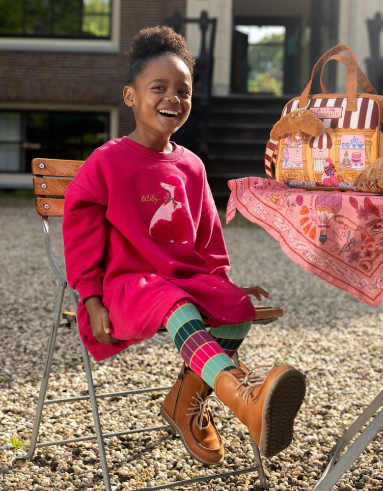 Girls Fuchsia Pink Poodle Sweatshirt Dress
