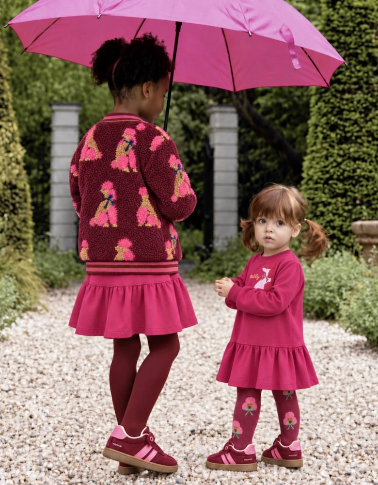 Girls Fuchsia Pink Poodle Sweatshirt Dress