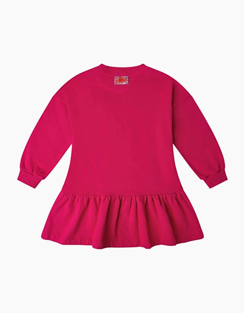 Girls Fuchsia Pink Poodle Sweatshirt Dress