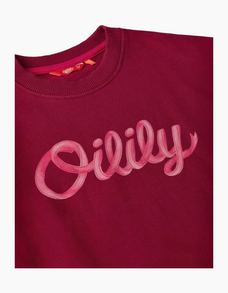 Girls Burgundy Pink Logo Sweatshirt
