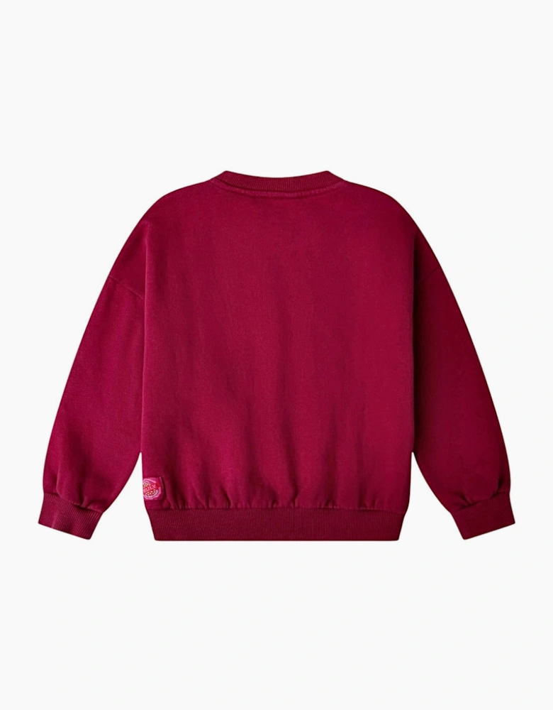 Girls Burgundy Pink Logo Sweatshirt
