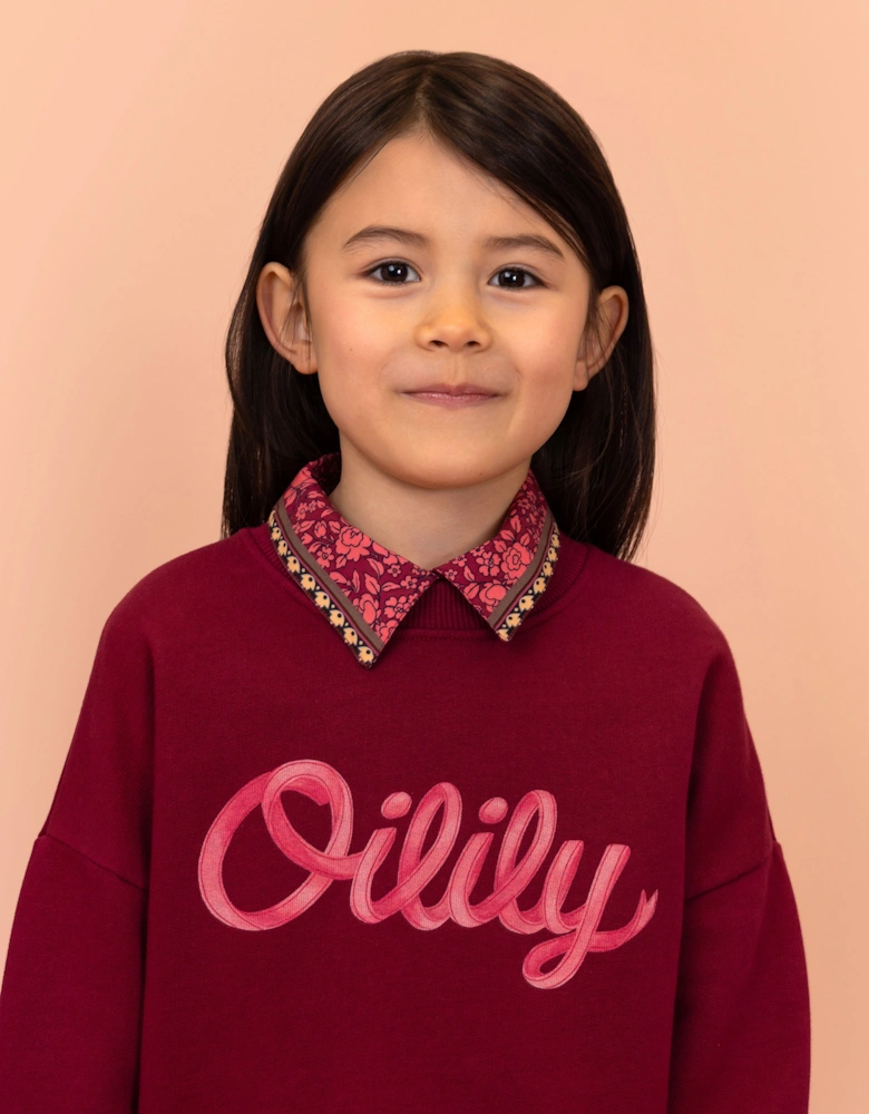 Girls Burgundy Pink Logo Sweatshirt