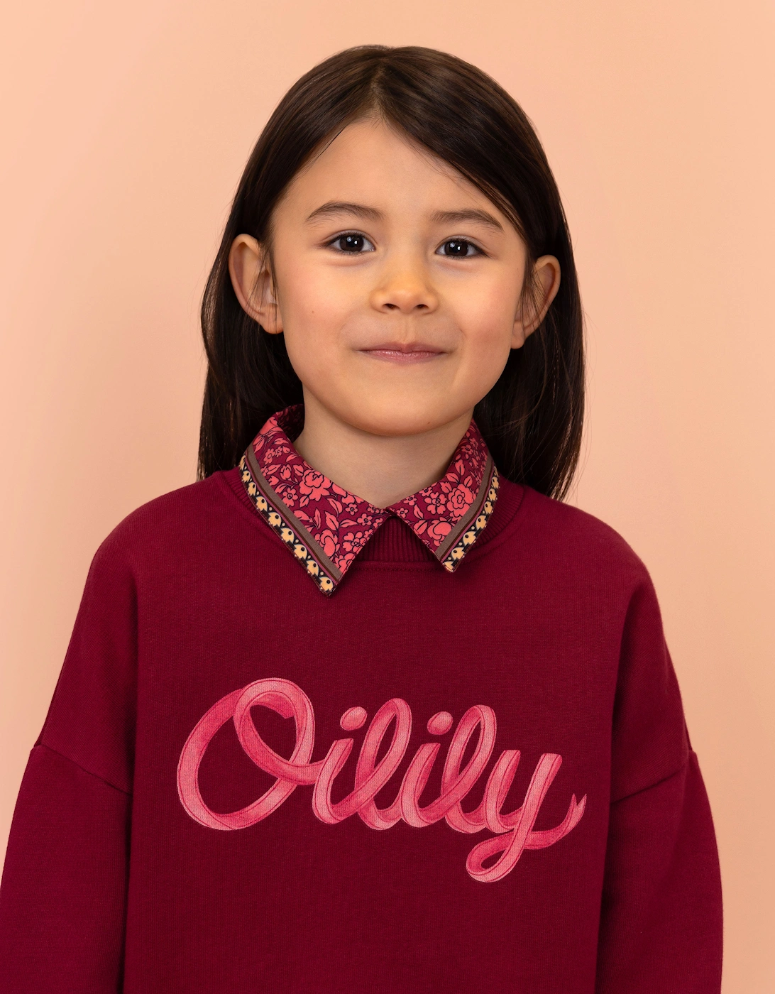 Girls Burgundy Pink Logo Sweatshirt