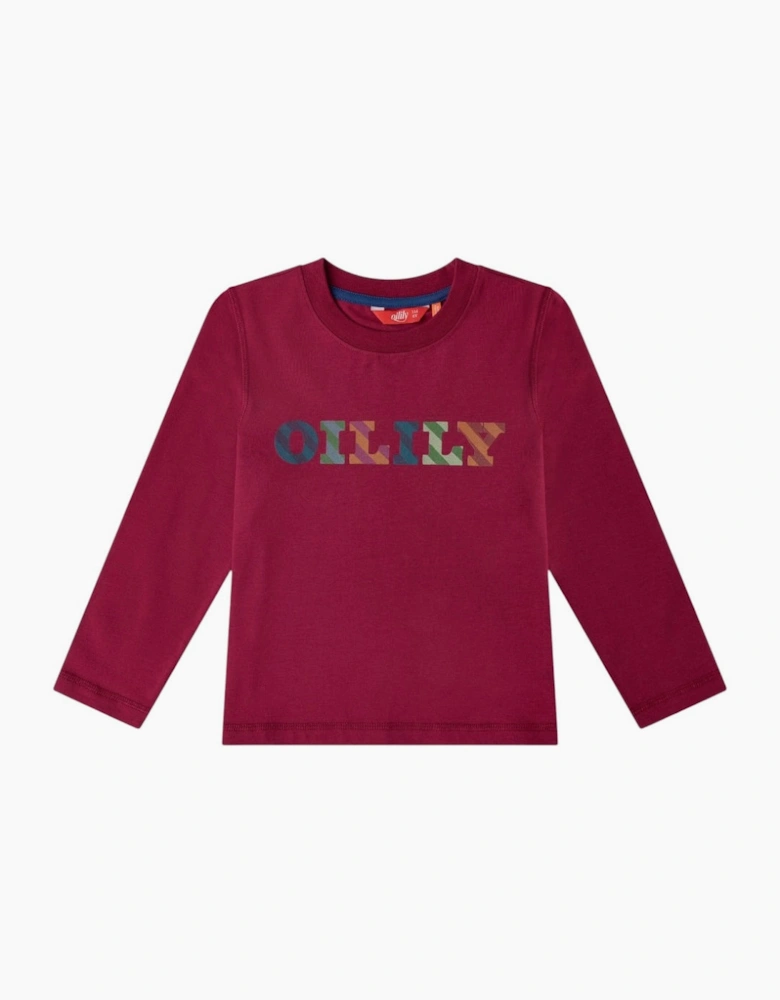 Boys Burgundy Multicoloured Logo Top