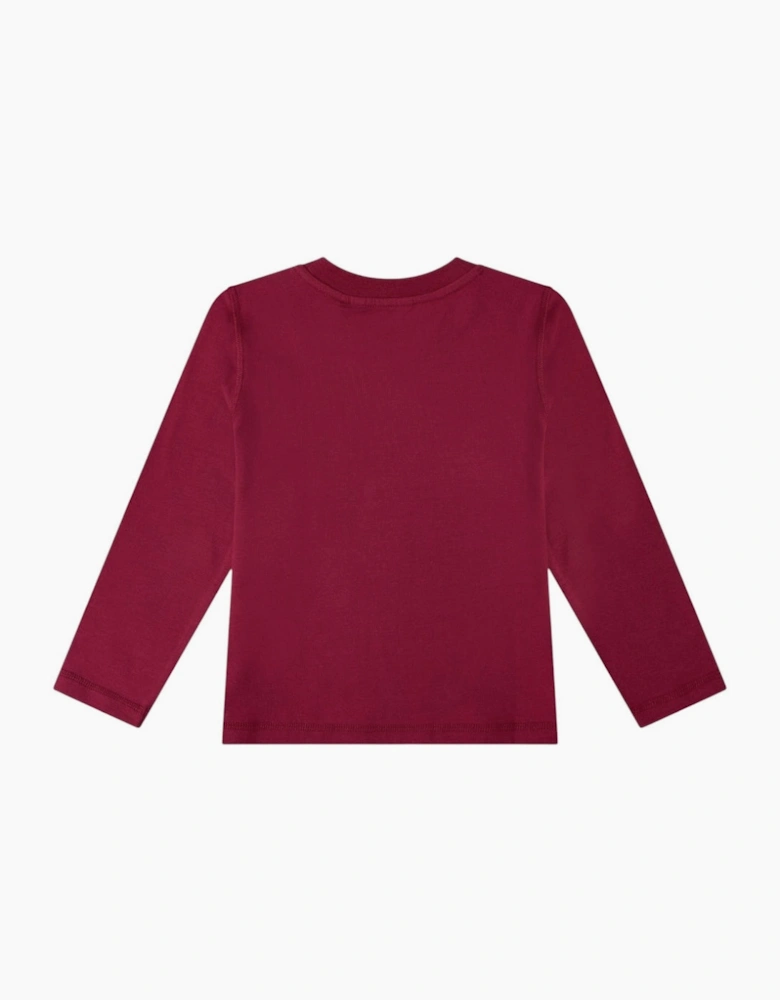 Boys Burgundy Multicoloured Logo Top
