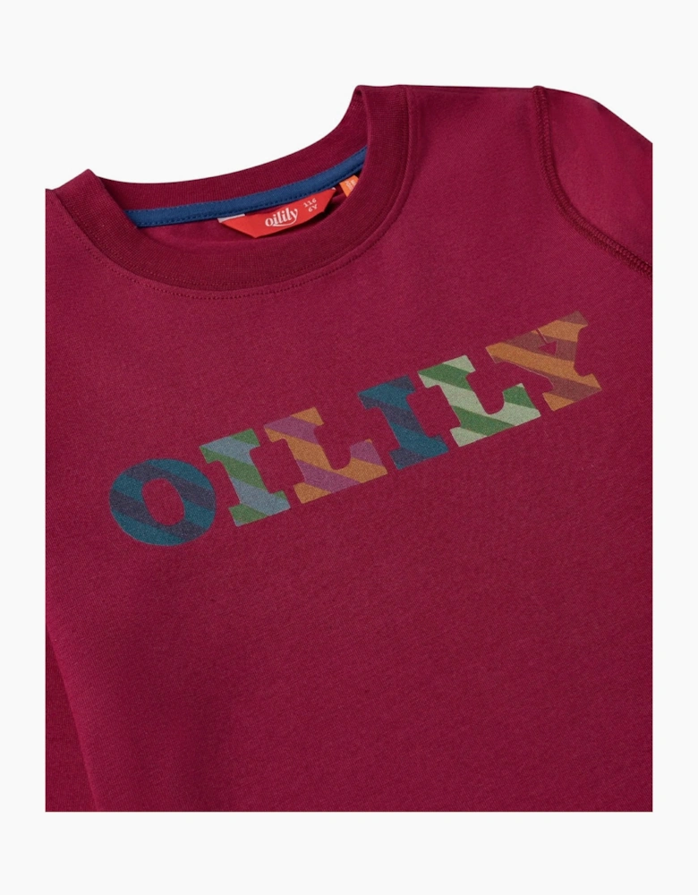 Boys Burgundy Multicoloured Logo Top