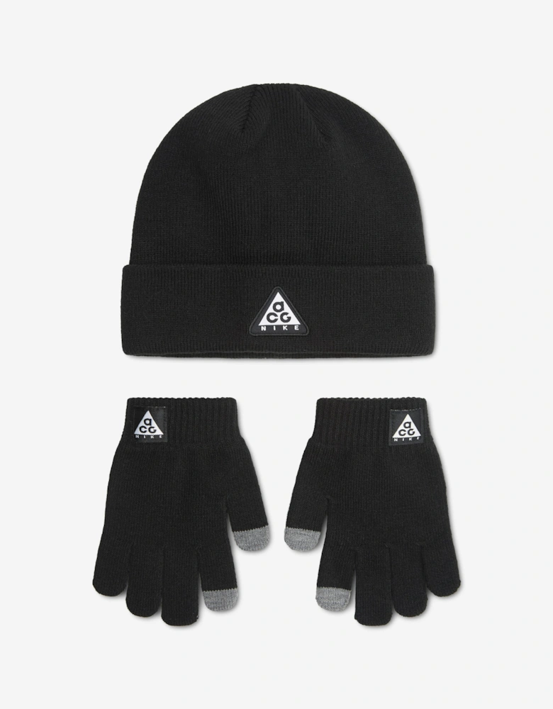 Nike Kids ACG Core Peak Beanie Set in Black