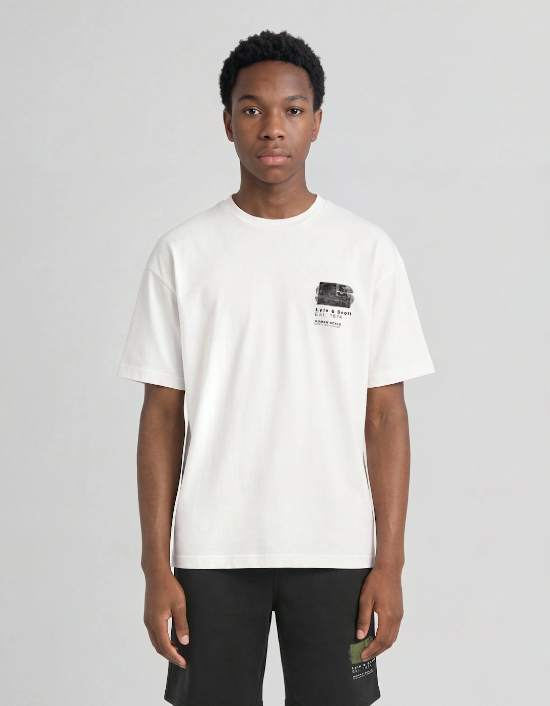 Lyle & Scott Lyle And Scott Boy's Half Tone Monogram Graphic T-Shirt - White