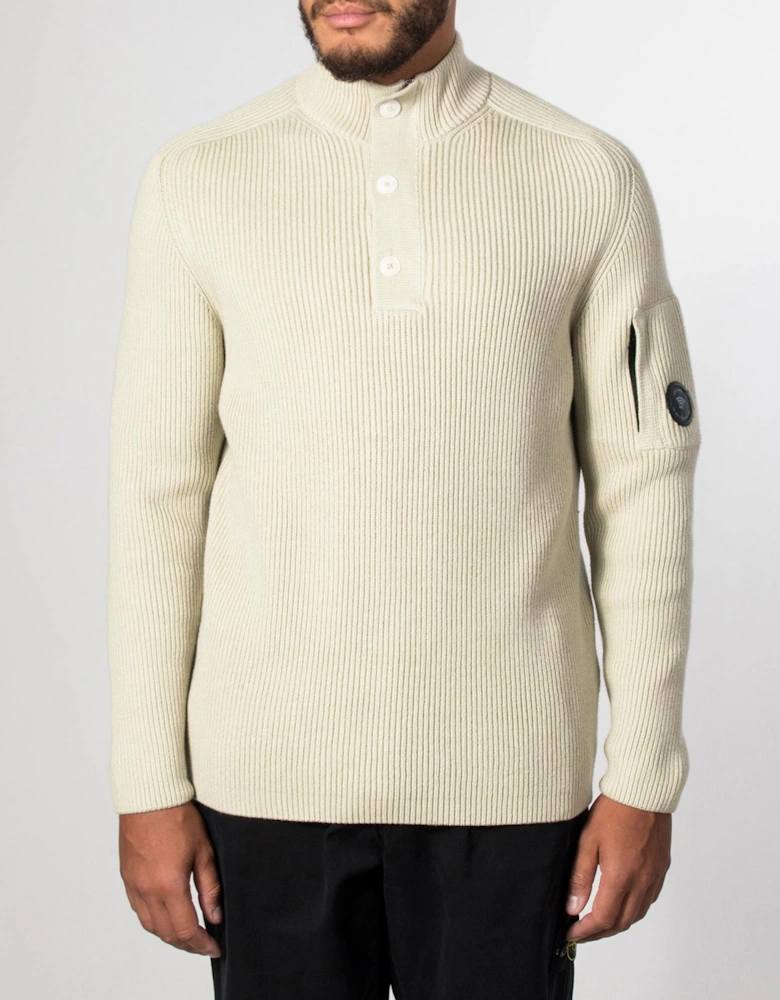 Full Rib Cotton Half Button Lens Jumper