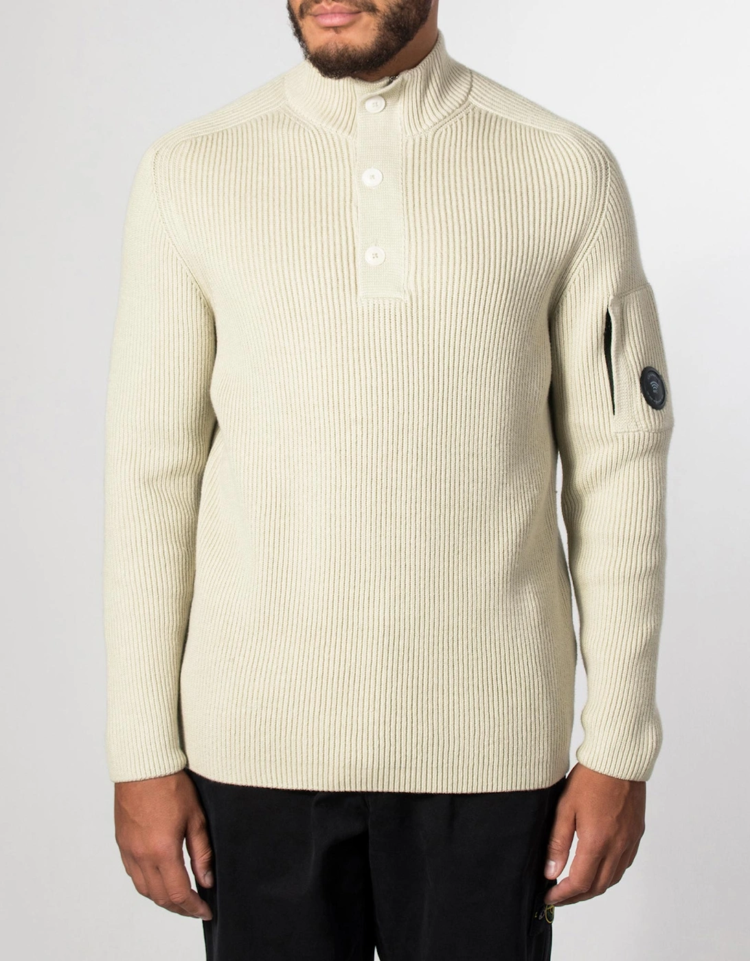 Full Rib Cotton Half Button Lens Jumper