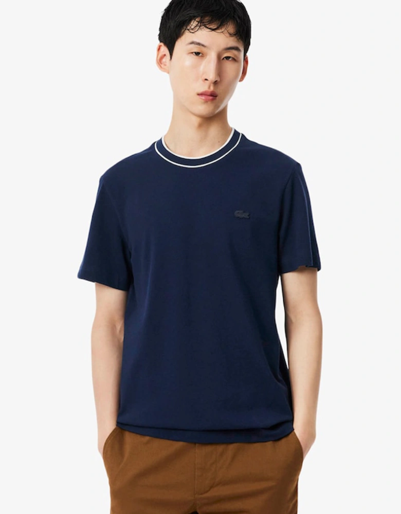 Lacoste Stretch Piqué Stripe Collar T-Shirt