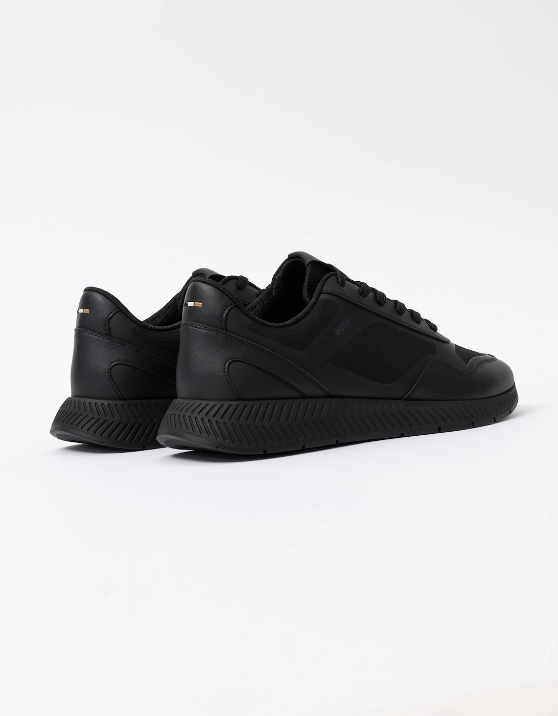 BOSS Orange Titanium Mens Mixed Material Trainers with Ridged Outsole - Black 005