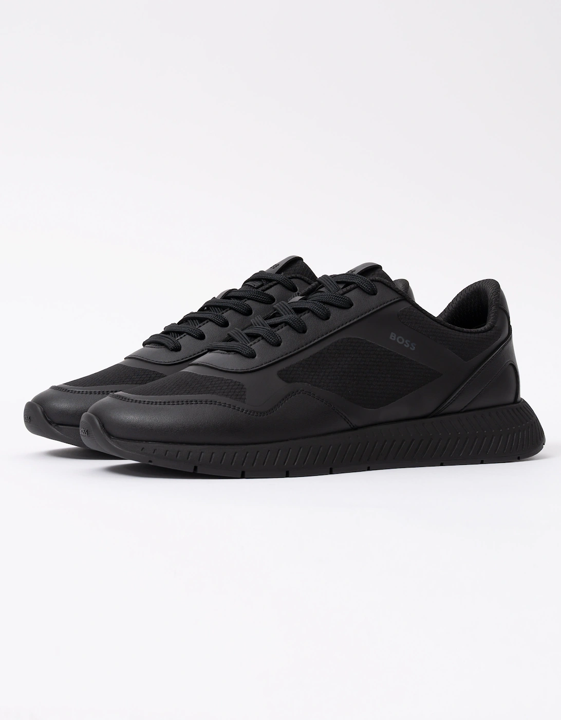 BOSS Orange Titanium Mens Mixed Material Trainers with Ridged Outsole - Black 005