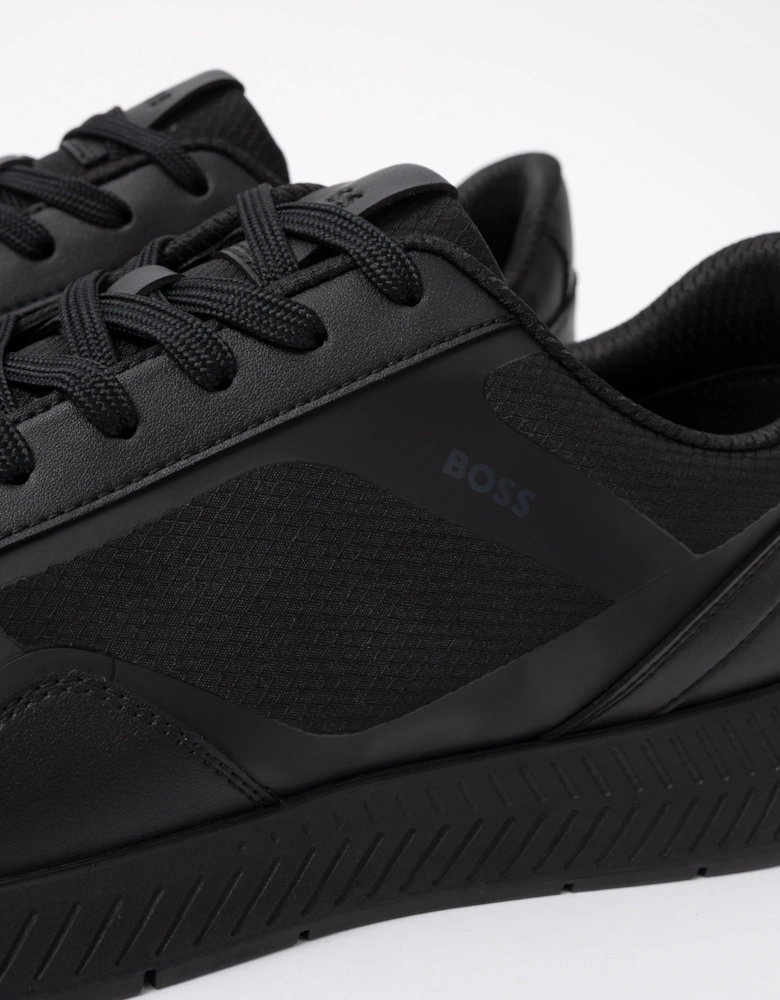 BOSS Orange Titanium Mens Mixed Material Trainers with Ridged Outsole - Black 005