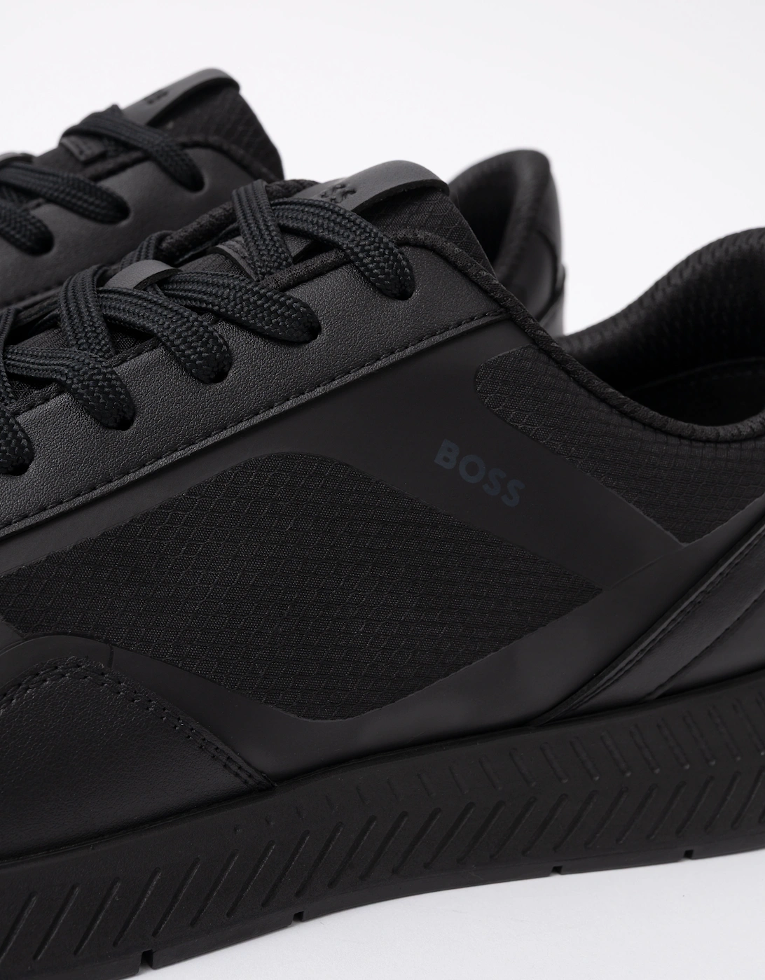 BOSS Orange Titanium Mens Mixed Material Trainers with Ridged Outsole - Black 005