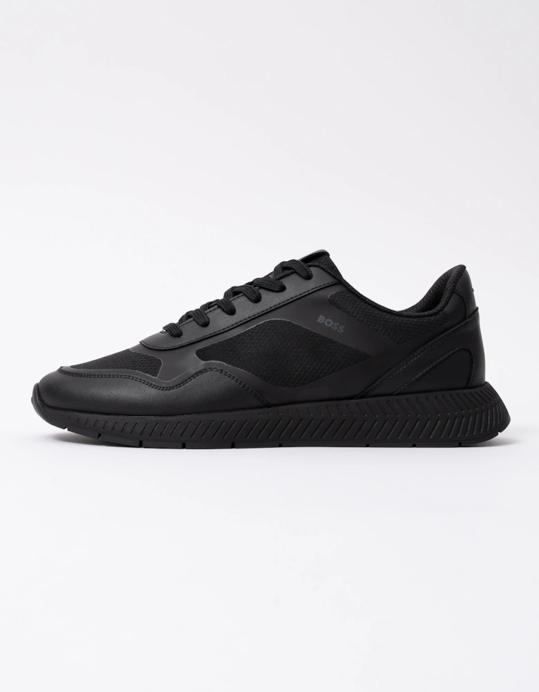 BOSS Orange Titanium Mens Mixed Material Trainers with Ridged Outsole - Black 005