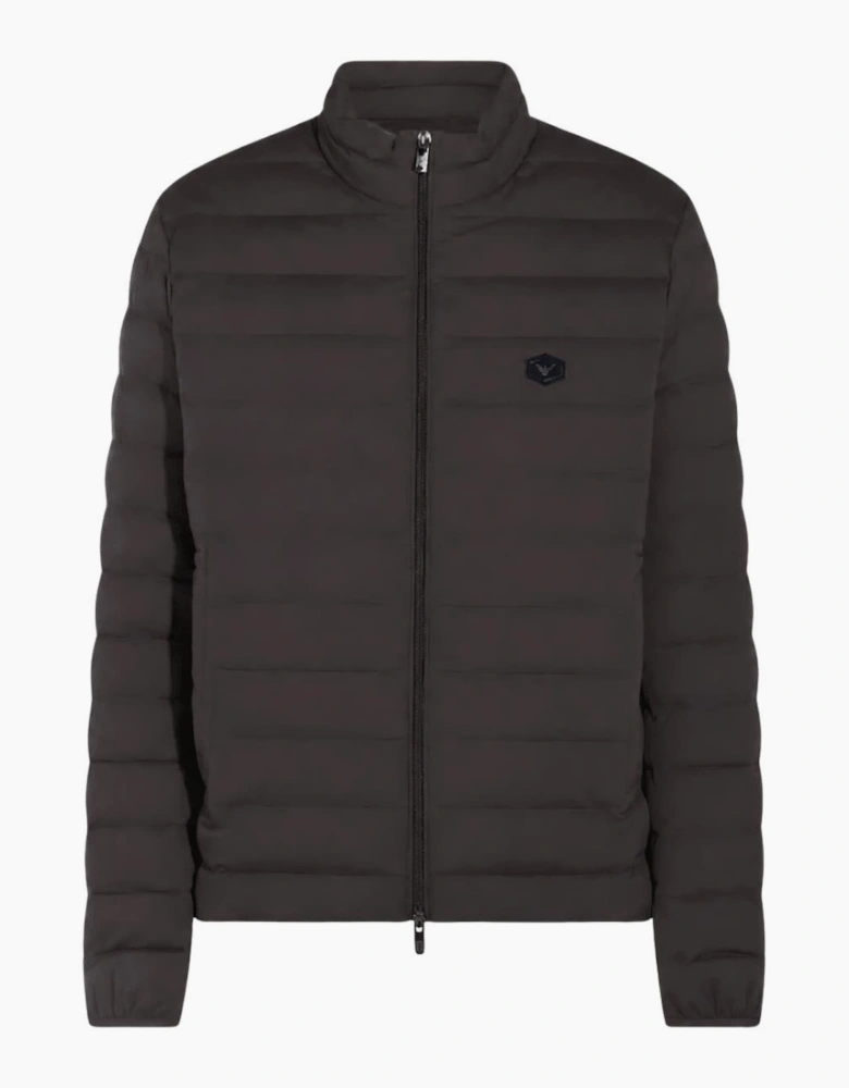 Patch Logo Nylon Quilted Grey Down Jacket