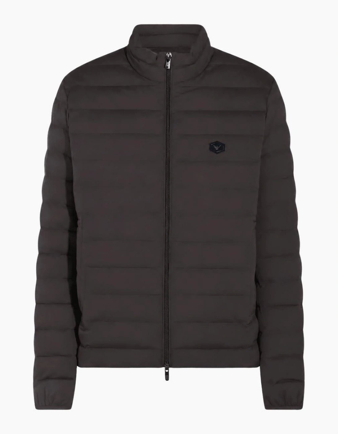 Patch Logo Nylon Quilted Grey Down Jacket