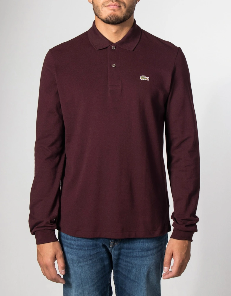 Classic Fit Long Sleeve Croc Logo Polo Shirt