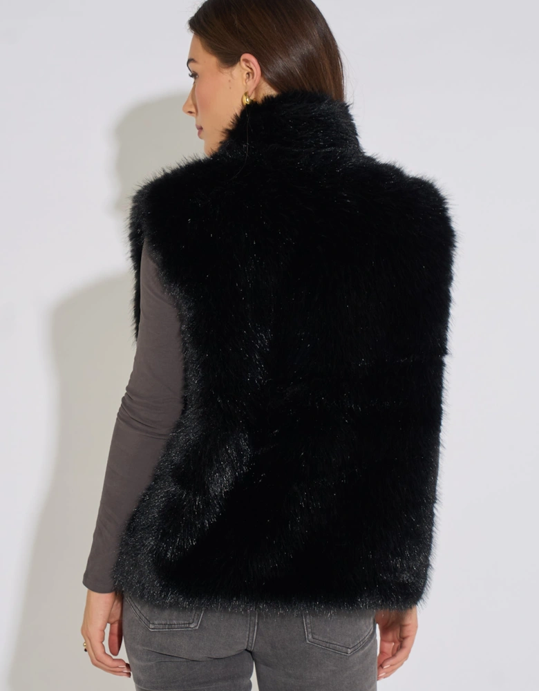 Black Boxy Faux Fur Gilet