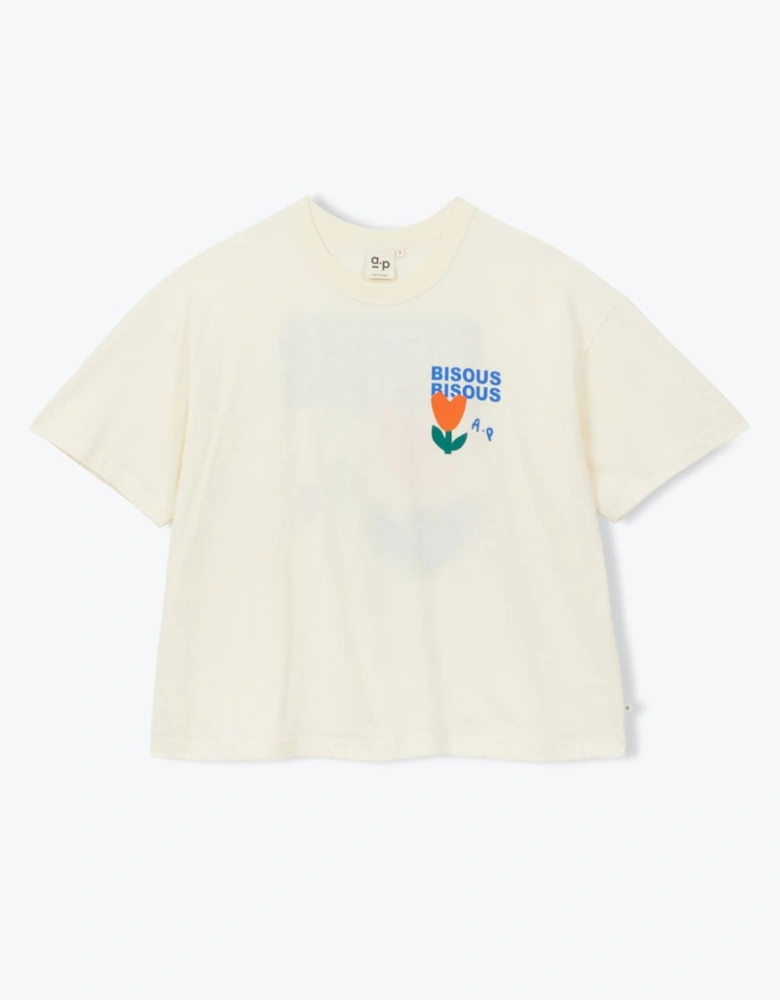 Women's T-shirt Bisous Bisous Ecru