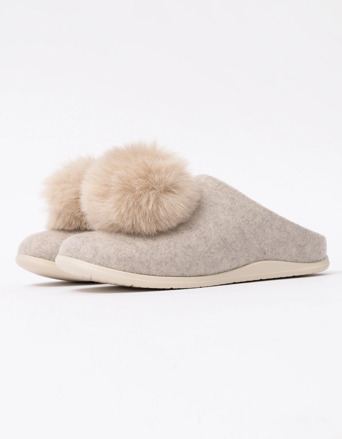 FitFlop IQ-Snug Womens Felt Pom Pom Slipper - Hazy Taupe E40