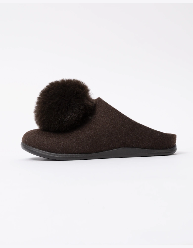 FitFlop IQ-Snug Womens Felt Pom Pom Slipper - Chocolate Brown 167