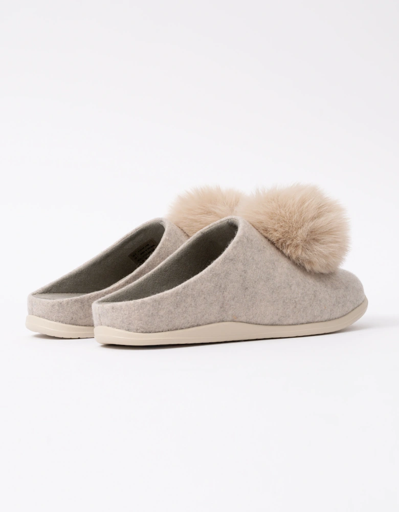 FitFlop IQ-Snug Womens Felt Pom Pom Slipper - Hazy Taupe E40