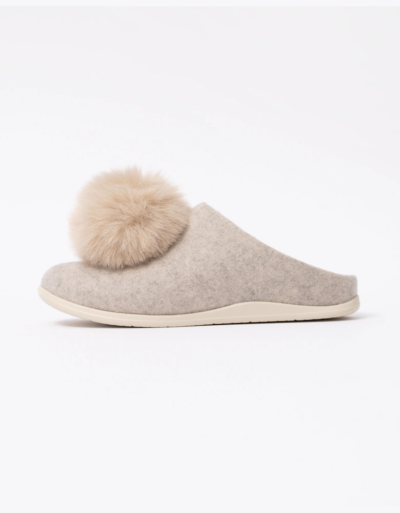 FitFlop IQ-Snug Womens Felt Pom Pom Slipper - Hazy Taupe E40