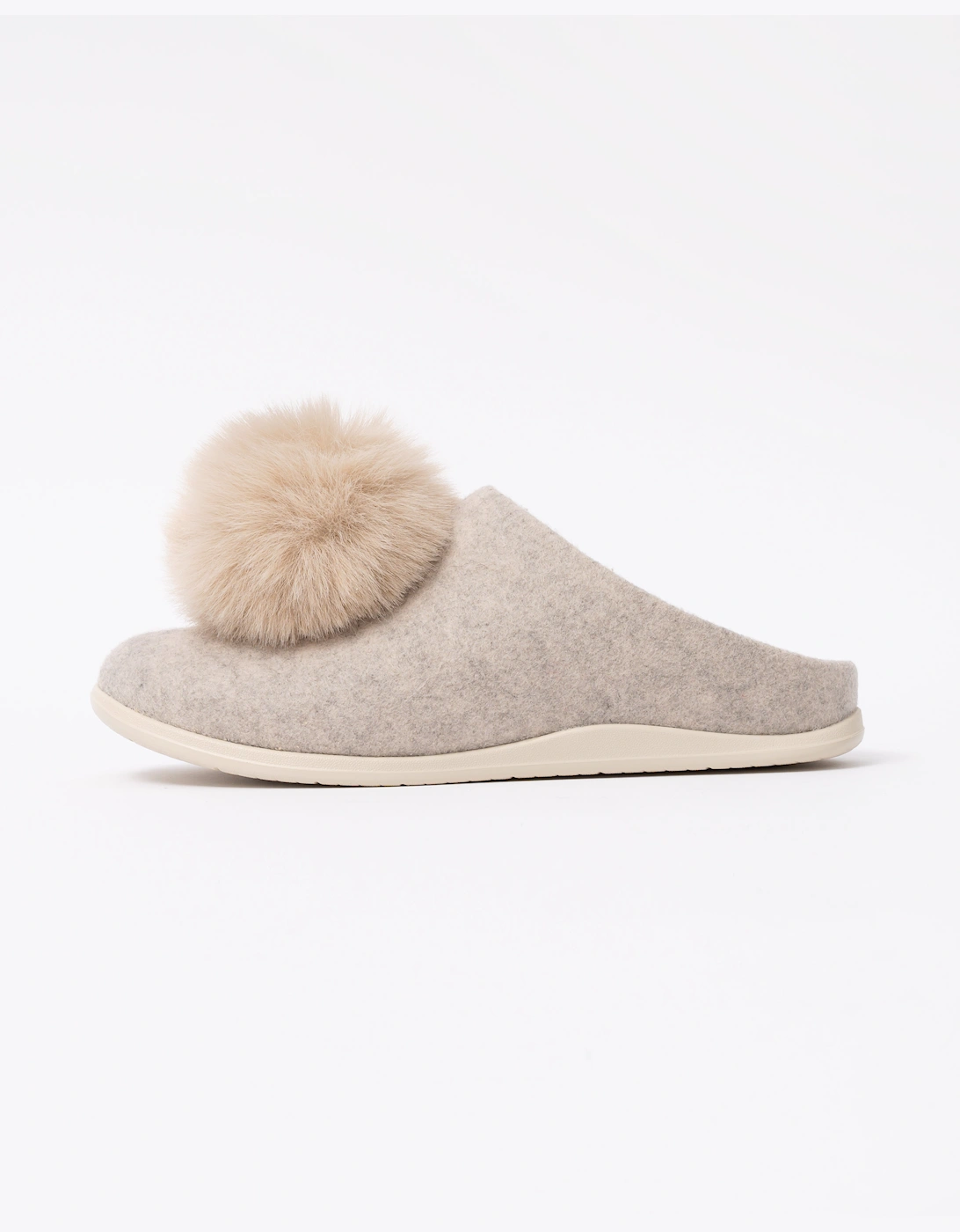 FitFlop IQ-Snug Womens Felt Pom Pom Slipper - Hazy Taupe E40