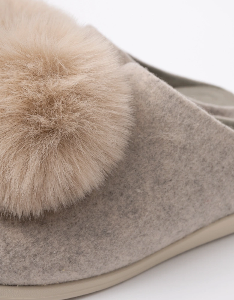 FitFlop IQ-Snug Womens Felt Pom Pom Slipper - Hazy Taupe E40