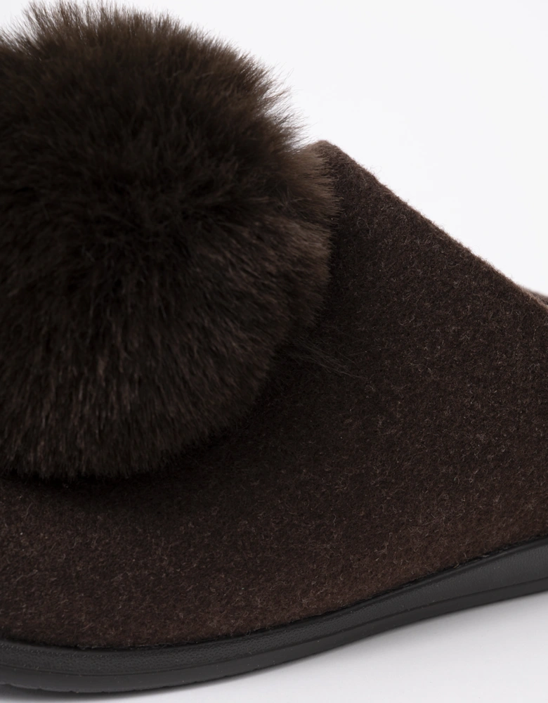 FitFlop IQ-Snug Womens Felt Pom Pom Slipper - Chocolate Brown 167