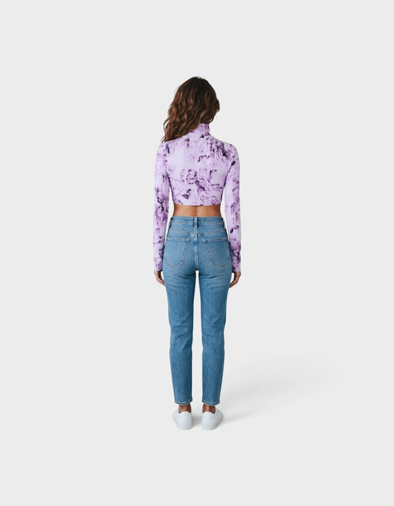 Floral Cropped Long Sleeve Tee Purple