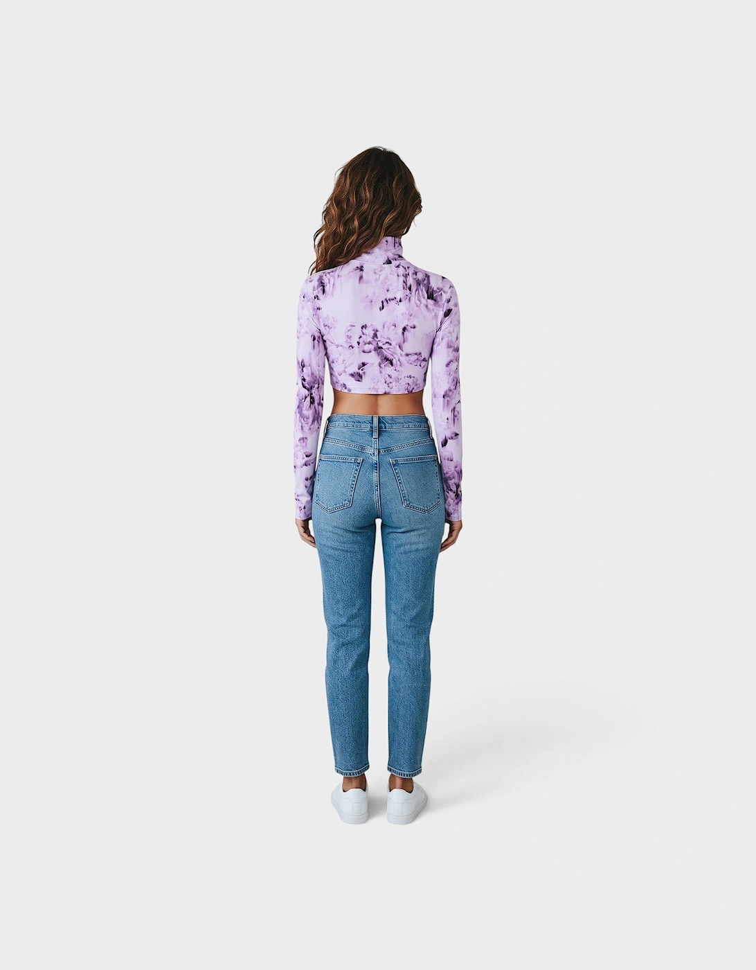 Floral Cropped Long Sleeve Tee Purple