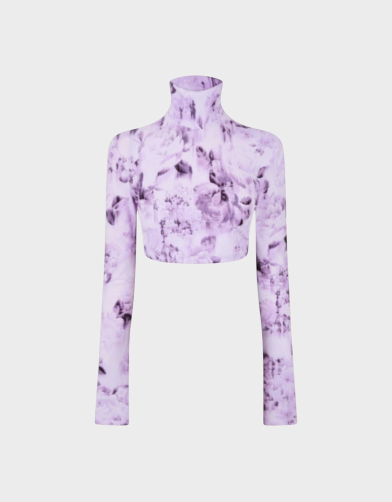 Floral Cropped Long Sleeve Tee Purple