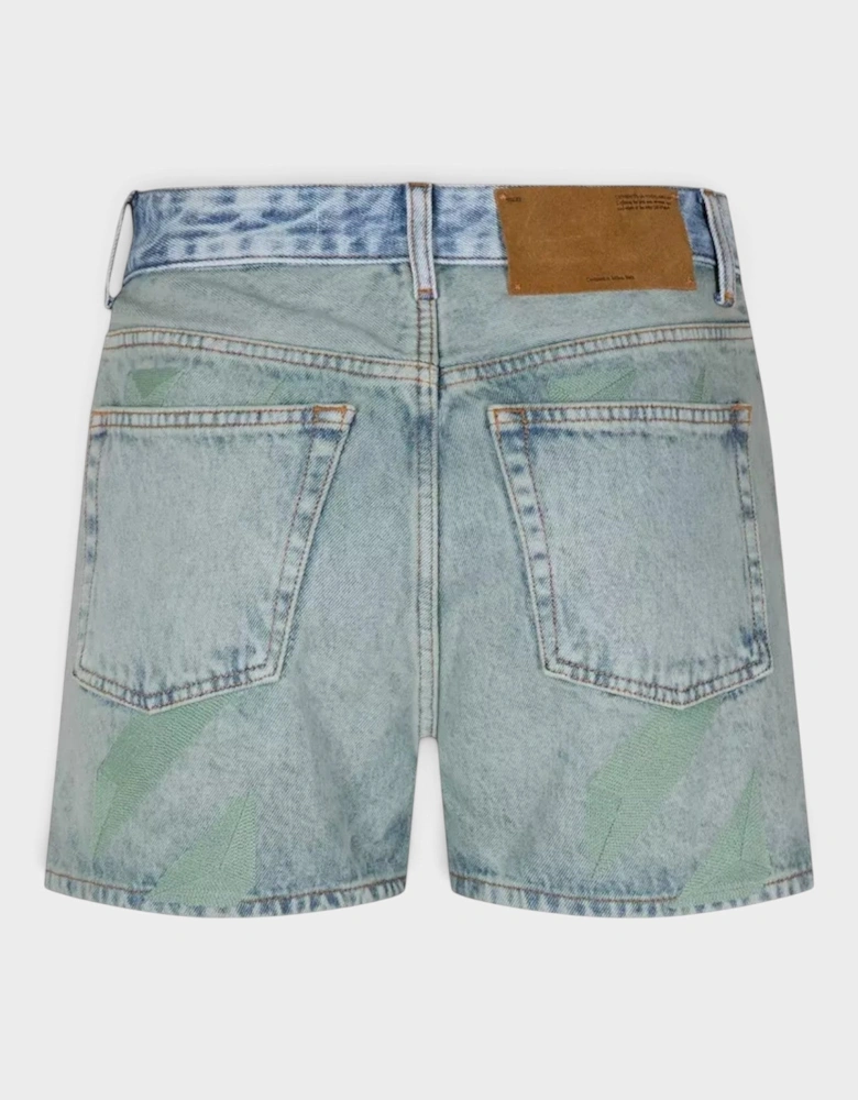 Marbled Denim Shorts