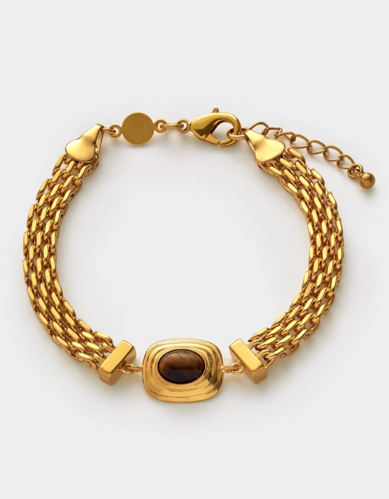 Tigers eye waterproof button bracelet
