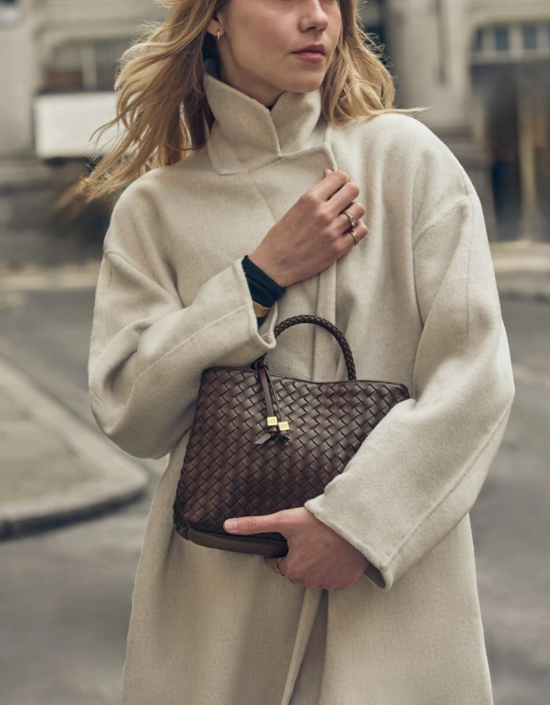 Nova Hand Woven Top Handle Bag in chocolate